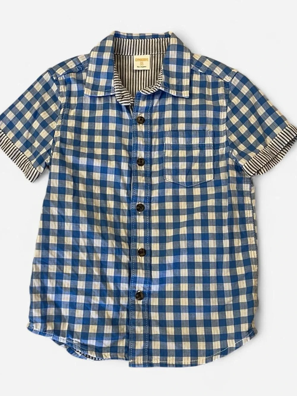 Gymboree Blue Plaid Short-Sleeve Button-Up Shirt